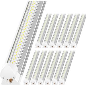 LED Shop Light 4FT, 6000K 50W 7500LM, Linkable Utility Ceiling Light Fixture, 4 Foot T8 Integrated LED Tube Lights, V Shape High Output, Linkable with On/Off Switch (12 Pack)