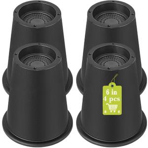 4 Pack Furniture Risers 6 Inch, Bed Risers Heavy Duty for Table Desk Couch Chair Sofa Cabinet Bed Frame Dorm, Round Table Leg Risers Lift Height 6", Black