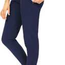 Hiverlay Womens pro Golf Pants Quick Dry Slim Lightweight Work Pants with Straight Ankle Also for Hiking or Casual Ladies (Large, Deep Blue)
