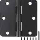 JIW Matte Black Door Hinges 3.5 inch 1/4" 24 Pack 3 1/2 Interior Door Hinges 3.5" x3.5 Inch Hinges Rounded 1/4" Raidus Standard Residential Bedroom Door Hinge Sturdy Door Hardware