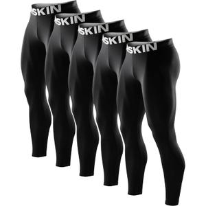 DRSKIN 5, 4, 3 or 1 Pack Mens Compression Pants Tights Leggings Sports Baselayer Running Athletic Workout Active (Medium)