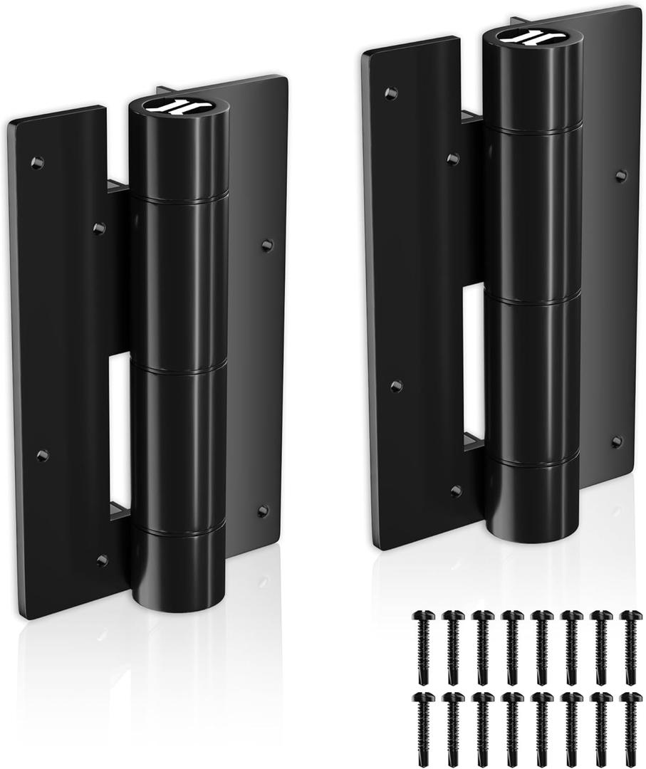 SKYSEN 1 Pair 5-3/4" Self Closing Gate Hinges, Aluminum Gate Hinges for Metal Gates for Pool Gate, Aluminum Gate, Metal Gate(al-h-1)