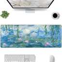 Mouse Pad Stitched Edge XL Large Mousepad 31.5" X 12" Rubber Base Non Slip Desk Mat for Laptop Pc Computer Gaming Monet Water Lilies