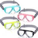 Flutesan 4 Pcs Kids Youth Swim Goggles with Nose Cover Elastic Strap Diving Swim Mask Swimming Waterproof Snorkel Goggle (Black, Pink, Green, Yello)