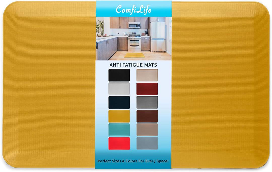 ComfiLife Anti Fatigue Floor Mat  3/4 Inch Thick Kitchen Mats for Floor, Standing Desk Mat, Kitchen Rug  Comfort at Home, Office  Durable  Stain Resistant  Non-Slip Bottom (20" x 32", Mustard)