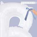 White Bride Balloons 40 inch with Ribbon Bows, Bachelorette Bride To Be Embroidered Veil, White Headpiece, Bachelorette Party Decor, Wedding Party, Engagement Party, Bridal Photo Booth