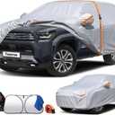 Car Cover Waterproof All-Weather,Heavy-Duty Outdoor Full Exterior Automobiles SUV(Length 191-201 inch) with Windshield Sun Shade Universal Fit Ford Explorer,Toyota Highlander,Durango etc