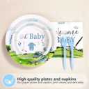 Grencian 96Pcs Golf Baby Shower Party Supplies A Little Putter Plates and Napkins Tableware Sets Green and Blue Decoration for Baby Shower Newborn Pregnancy Boy Girl Birthday Party Serve 24