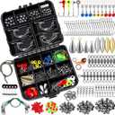 TOPFORT 187/343pcs Fishing Accessories Kit, Organized Fishing Tackle Box with Tackle Included, Fishing Hooks, Fishing Weights Sinkers, Fishing Gear and Equipment, Fishing Gift for Men