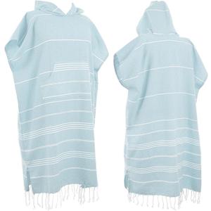 1pcs Large Turkish Cotton Poncho Towel Surf Poncho Changing Robe with Hood and Front Pocket Absorbent Wearable Towel Hooded Beach Towel for Adult Man Women Surf Beach Pool and Swim(blue M)