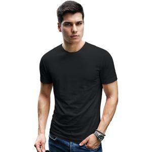 Men's Short Sleeve Crew Neck T-Shirt, S - 3XL with Modern Cut (Black, XL)
