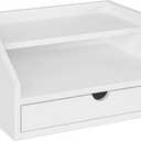Ballucci Desk Organizer with Drawer, 2 Tier Paper Office Supplies Desk Organizer, 13 2/5" x 9 3/5" x 6", White