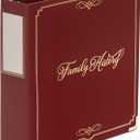 Performore Family History/Genealogy 3 inch Ring Binder, Burgundy, Stitched Padded Cover with Gold Corners and Artwork, Includes Pen Loop