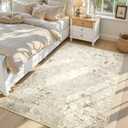 Toneed Abstract Area Rug Modern Washable Rug Soft Non Slip Rug Low Pile for Bedroom Living Room Dining Room Beige 4x6 Feet