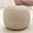 Pouf Ottoman Stuffed Round Modern Foam Filled Foot Rest Poufs for Living Room Chair Decorative 20 X 14 Inches Boho Relax Stool for Wedding Christmas Party, Beige (Beige, 20inch)
