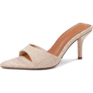 Celbreez Black Kitten Heels Mules Summer Sandals for Women Black Heels Pointed Open Peep Toe High Heels Backless Stiletto Slingback Slip On Sandals Women Dress Daily Party Shoes (8.5)
