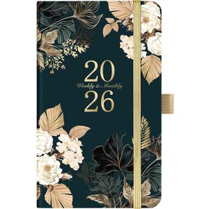 2026 Planner - 2026 Pocket Planner, Jan. 2026 - Dec. 2026, 6.2''3.9''(A6 Size), 12 Months 2026 Small Calendar Planner, Hardcover, Pen holder, 2 Book Marks, Inner Pocket