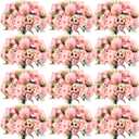 Tigeen 24 Bundles Peonies Artificial Flowers Faux Roses Silk Flowers Hydrangea Artificial Bouquet for Wedding Table Centerpiece Floral Vase Home Office Bridal Decor (Pink)