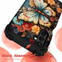 Hocase for Galaxy A14 5G Case, Heavy Duty Shockproof Protection Soft Silicone Rubber Bumper+Hard Plastic Hybrid Protective Case for Samsung Galaxy A14 5G (6.6" Display) 2023 - Butterfly on Flowers