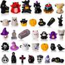 Halloween Mini Resin Figurines for Crafts Tiny Miniature Figures to Hide Pumpkin Ghost Skull Miniatures Bulk for Halloween Party Favors Table Idoor Bag Fillers Garden Dollhouse Decor