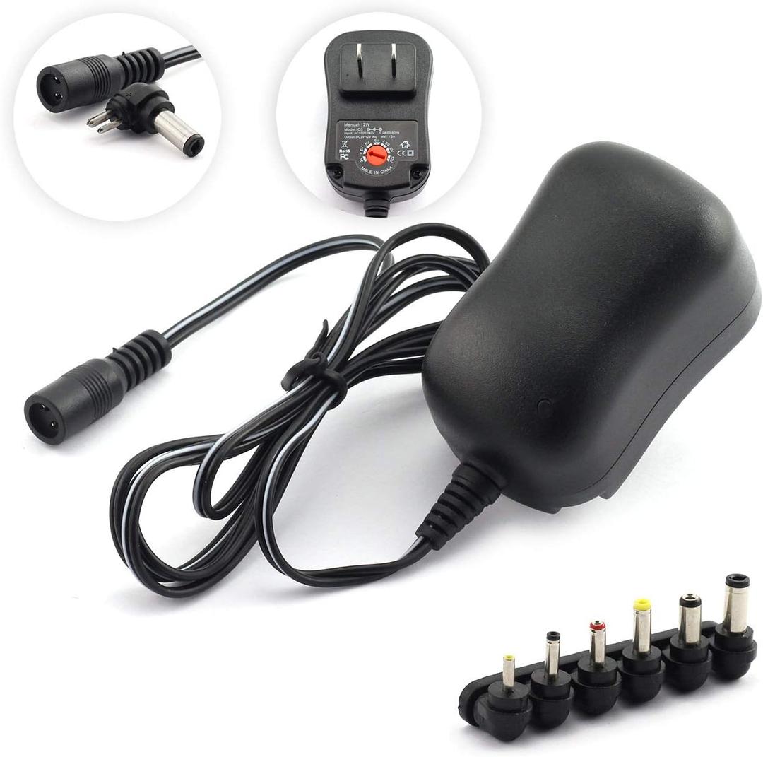 1PC AC to DC 3-12V Adjustable Power Supply Adapter 12W 1A Multi-Function Power Adaptor with 6 Plugs