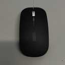 TENMOS Wireless Bluetooth Mouse, LED Slim (Bluetooth 5.1/5.0 + USB) 2.4GHz Rechargeable Silent Bluetooth Wireless Mouse with Type C Adapter for Laptop/MacBook/iPad OS 13 and Above (Matte Black)