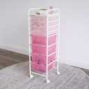 Humble Crew 8 Drawer Rolling Storage Cart with Wheels, Slim Plastic Organizer Trolley for Crafts, Office, School, Makeup & More, Metal Frame, Pink