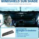 Windshield Sun Shade for Jeep Wrangler TJ LJ JK JL JLU & Gladiator JT, Reflective Front Window Sun Visor Blocks UV Foldable Sunshade, Gladiator Wrangler Rubicon Sahara Accessories(Funny Bear)