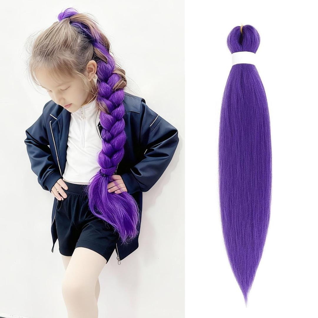 Purple Hair ExtensionsPurple Braiding Hair 26 Inch Pre Stretched Braiding Hair ExtensionsSuitable For Stage Parties, Christmas Gifts And Cosplay (1 Packs)