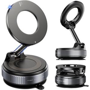 2 x 2026 Magnetic Phone Holder [96+LBS Super Grip Suction Cup & 2800GF Strongest Magnetic] 360 Vacuum Phone Mount for Car, Gym, Mirror & Smooth Surfaces/Car Phone Holder for iPhone 6-12 & Android.