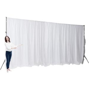 Two Layers Backdrop Made with One Piece Chiffon Tulle & Polyester. Use as Extra Wide Semi-Blackout Curtains, Stage Curtains or Garage Divider Curtain. White, 20x10FT (240"W x 120"L (Pack of 1))