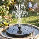 Solar Bird Bath Fountain Pump, 6.3 Inch Upgraded Floating Solar Powered Water Pump with 7 Nozzles, for Garden, Pond, Pool, Outdoor, Black