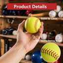Yellow Sports Fastpitch Softballs, 11" Practice Softball Balls, Unmarked & Leather Covered Training Ball for Games, Practice and Training