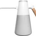 Electric Plant Mister with 180° Adjustable Long Nozzle, 2 Spray Modes, Battery Operated Garden Sprayer for Indoor Outdoor Plants – Minimalist White Design with Wood Grain Handle