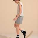 Haloumoning Boys Striped Crew Socks 6 Pairs Kids Cushioned Uniform Casual Athletic Soft Cotton Socks 4-15 Years