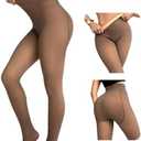 CHICME Womens Thick Fleece Lined Transparent Tights High Waist Elasticity Thermal Pantyhose Faux Sheer Warm Leggings