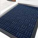 OLANLY Front Door Mat Outside Entrance 29.5x17, Absorbent, Heavy Duty Sturdy Natural Rubber Doormat Indoor Outdoor, Non-Slip, Stain and Fade Resistant, Low Profile Floor Mat for Entryway, Navy Blue