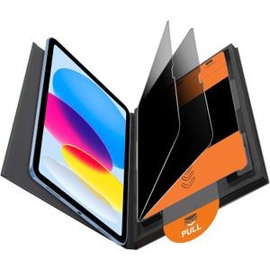 OMOTON 2 Pack Privacy Screen Protector for iPad A16 11th 10th Generation (11/10.9 inch 2025/2022), Anti-Spy Tempered Glass with Installation Tray for 11th/10th Gen-Case Friendly/Apple Pencil Support (Black)