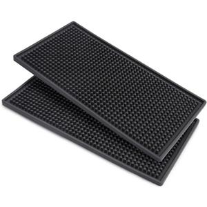 Facmogu 2PCS 12" x 6" Rubber Bar Mats, PVC Bar Service Mats for Cocktail Bartender, Spill Cup Pads Glass Whiskey Coffee Wine Tea Beer Coaster Placemats (12 x 6 x 0.4" (30 x 15 x 1cm)), Black