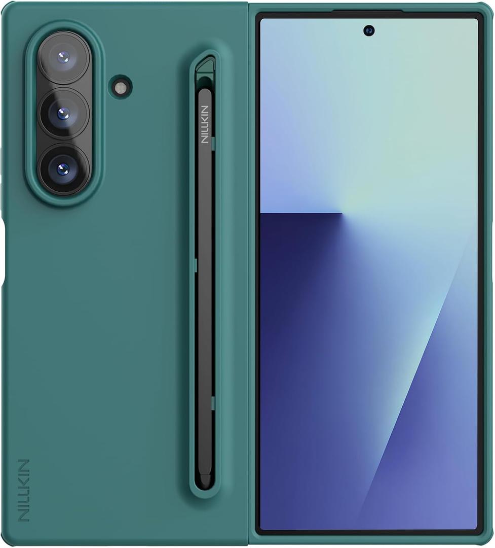 Nillkin for Samsung Galaxy Z Fold 7 Case with Stylus Pen [Superior Liquid Silicone] [Wireless Charging] [S Pen Holder Slot] Shockproof Slim Phone Case Cover with Pen for Galaxy Z Fold 7, Green