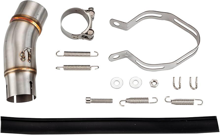 Lesiyou Motorcycle Muffler Mid Pipe, Muffler Adapter Connect Pipe Compatible with Kawasaki Ninja 400 Z400 2018 2019 2020 2021 2022 2023 Ninja 500 2024