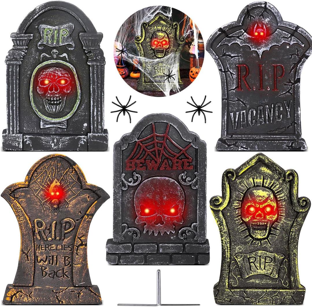 Halloween Tombstones for Graves Decorations Outdoor, Foam RIP Graveyard Headstone Decorations