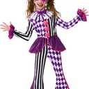 Spooktacular Creations Halloween Clown Costume for Girls, Jester Clown Costume for Kids, Halloween Role Play & Dress Up (Small(5-6 yrs))