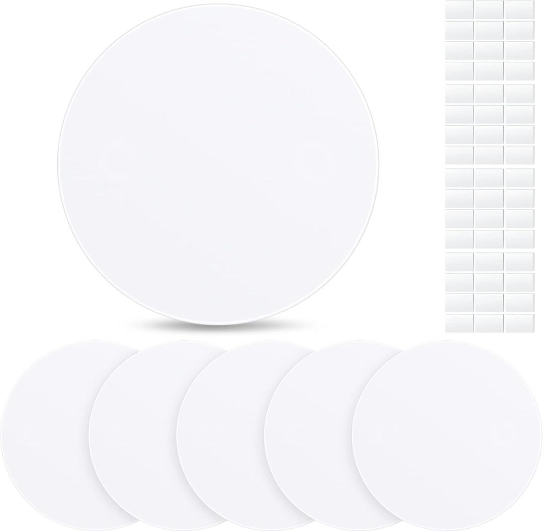 Sosation 6 Pcs Ceiling Cover Plate Wall Hole Cover Plastic Flat Blank Plate with 48 Pcs Double Faced Adhesive Tape for Ceilings or Wall(5 Inch)