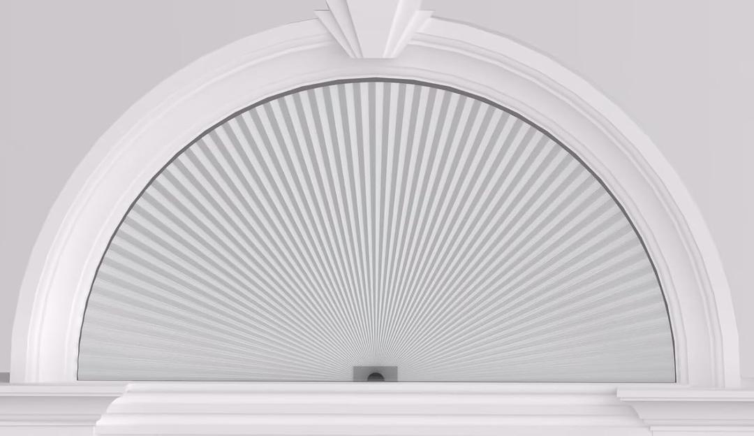 Myshade Arch Window Shades Half Circle Blackout Cellular Shades Cordless No Drill Blinds for Windows Half Moon Honeycomb Fabric No Tools Room Darkening Shades Easy Install (1PCS White 24" W X 12" H)