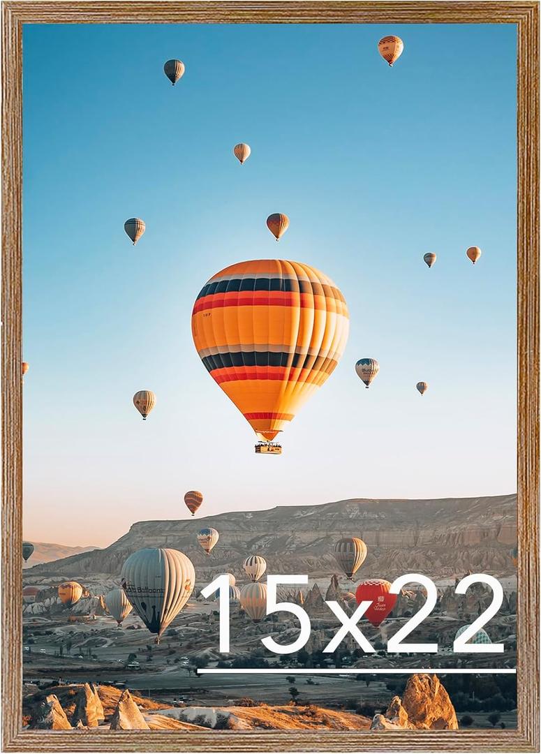15x22 Picture Frame Rustic Brown for Poster Photo Picture, Horizontal and Vertical Formats for Wall Hanging, 15 x 22 Wall Gallery Poster Photo Frame for 15 by 22 Photos Posters,Rustic Brown