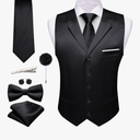 Barry.Wang Mens Gold Satin Formal Suit Vest Lapel Collar Casual Waistcoat Tie Bowtie Set Wedding Tuxedo
