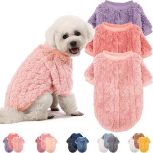 Dog Sweater, 3 Pack Dog Sweaters for Small Dogs or Cats, Girl or Boy, Warm Dog Clothes Shirt Coat for Winter Christmas (Pink, Purple, Rose Red, XX-Small)