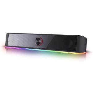 Redragon GS560 RGB Desktop Soundbar, 2.0 Channel Computer Speaker with Dynamic Lighting Bar Audio-Light Sync/Display, Touch-Control Backlit with Volume Knob, USB Powered w/ 3.5mm Cable, Black