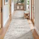 Long Hallway Runner Rug- Carpet Runners for Hallway 12ft, Anti Slip Backing Washable Rug Runner for Entrance, Living Room, Soft Low Pile Modern Rug Runner(2'x12', Brown/Grey/Ivory)